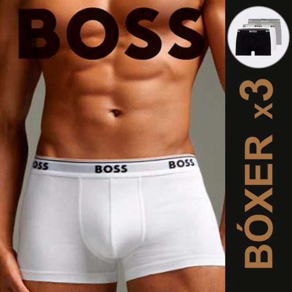 Bóxer hombre x3 algodón elástico goma vista Boss 50475274