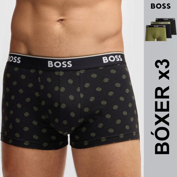 Bóxer de algodón elástico pack x 3 Moda Boss 50531701